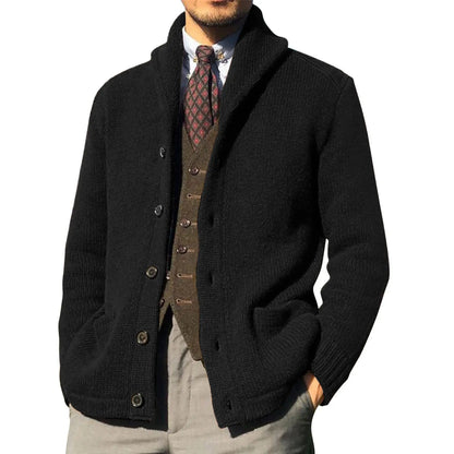 Men's Luxury Knit Cardigan Sweater - Thick Warm Autumn/Winter Solid Color Coat Top