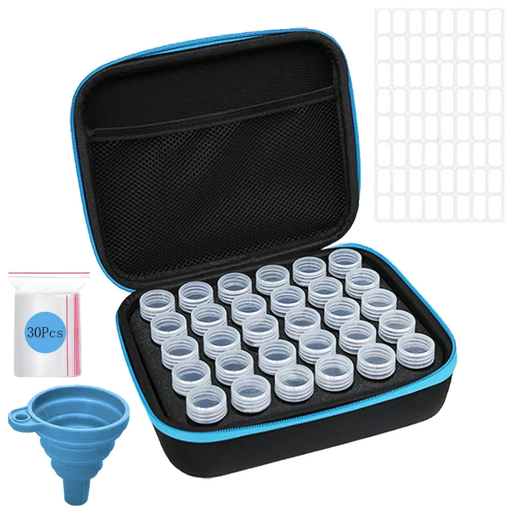 Diamond Painting Accessories Kit - Portable Storage Suitcase with 30 Jars, Tools, Pens, Trays & Organizer Case