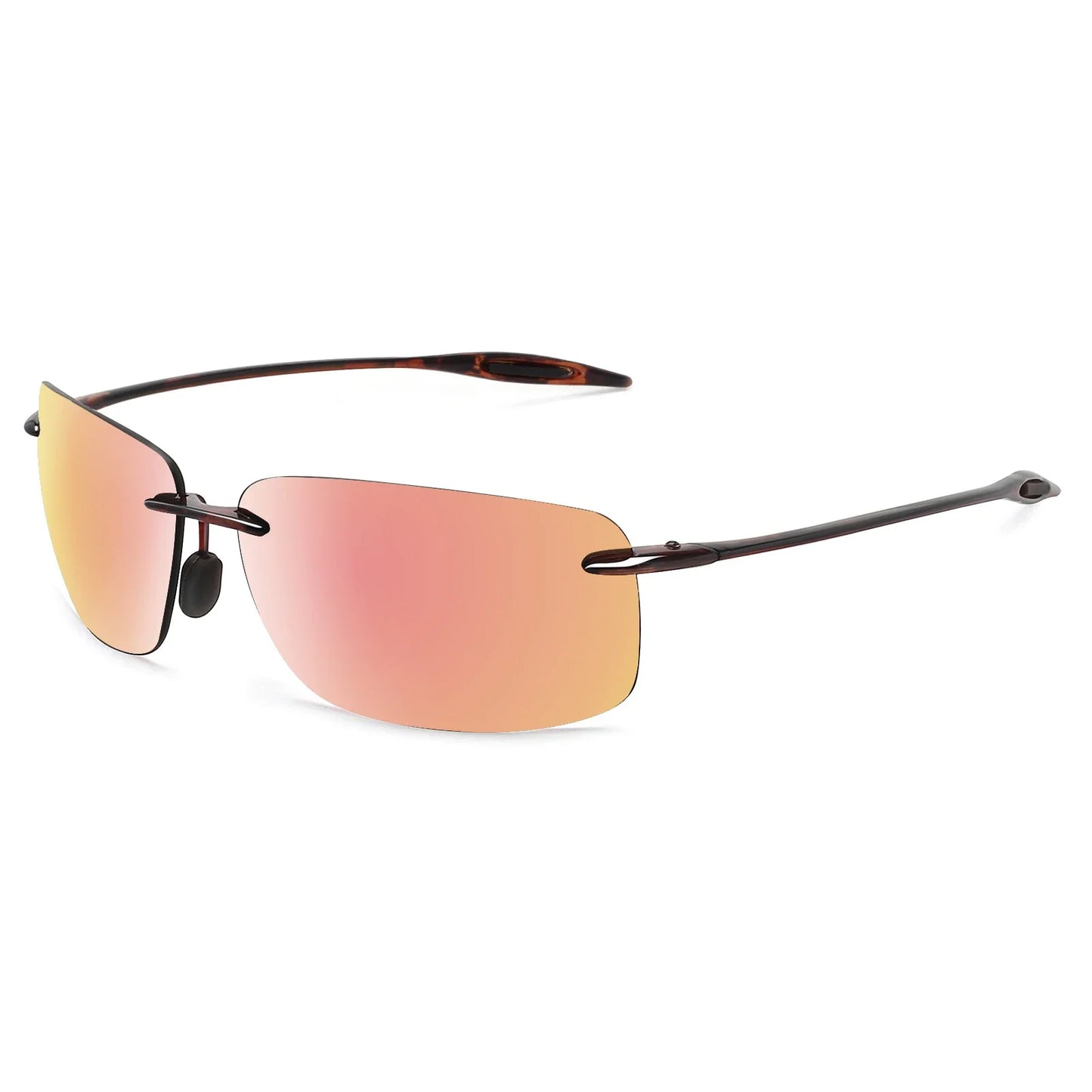 JULI Polarized Classic Sports Rimless Sunglasses – Ultralight Rectangle Frame for Men, Ideal for Fishing, Driving, UV400 Protection, Model MJ8009