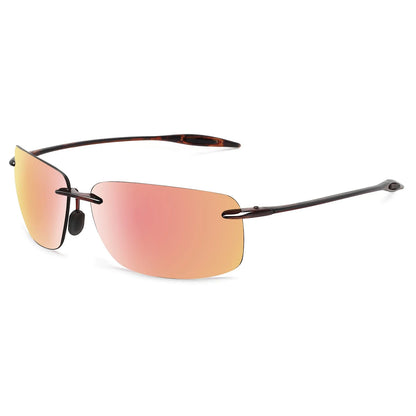 JULI Polarized Classic Sports Rimless Sunglasses – Ultralight Rectangle Frame for Men, Ideal for Fishing, Driving, UV400 Protection, Model MJ8009