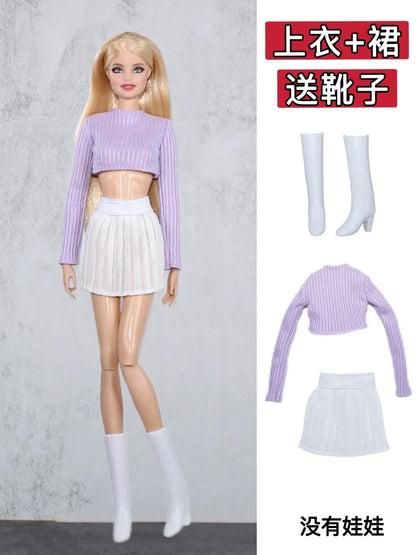 1/6 Doll Clothes Set — New Dress & Sweater Outfit for 30cm Xinyi FR ST BB Dolls, Doll House Accessories