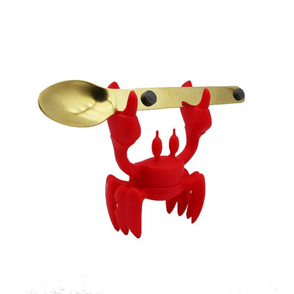 Red Crab Silicone Spoon Holder - Heat Resistant Kitchen Barbecue Tableware Holder with Steam Release Device - Perfect for Stove Use