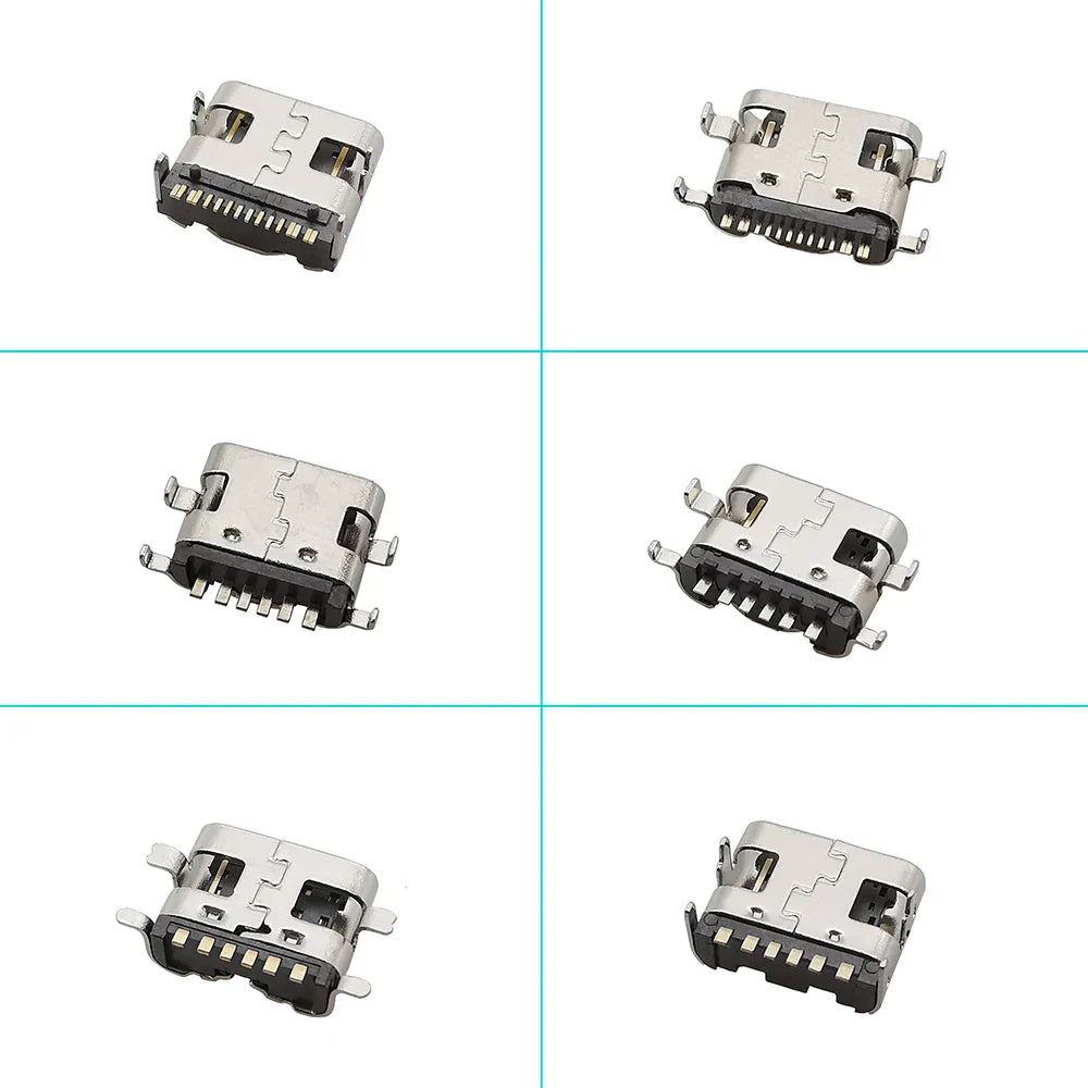 100Pcs Type-C USB Female Charging Socket Connector – 6Pin & 16Pin PCB Soldering DIY Repair Adapter