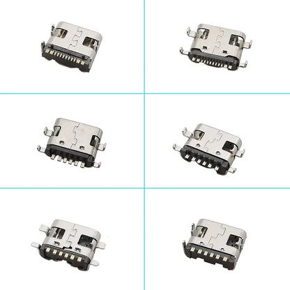 100Pcs Type-C USB Female Charging Socket Connector – 6Pin & 16Pin PCB Soldering DIY Repair Adapter