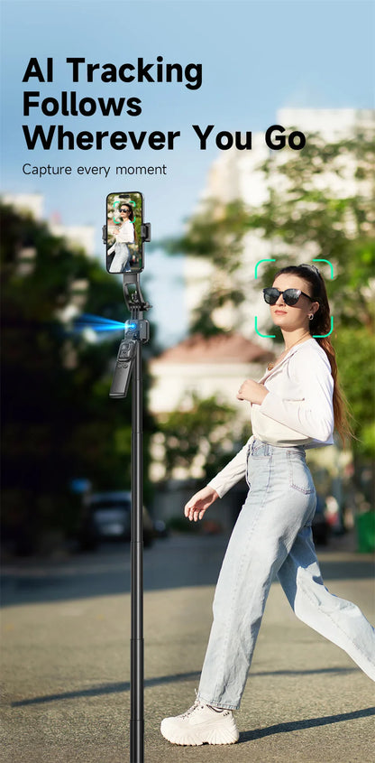 C17 360° Auto-Rotation Monopod – AI Tracking Tripod with Bluetooth Shutter, Fill Light & Wireless Selfie Stick for Phones