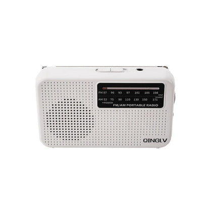 Mini FM/AM Two-Band Radio — 1W Loud Speaker with 3.5mm Headphone Jack & 180° High-Performance Antenna for Home Use
