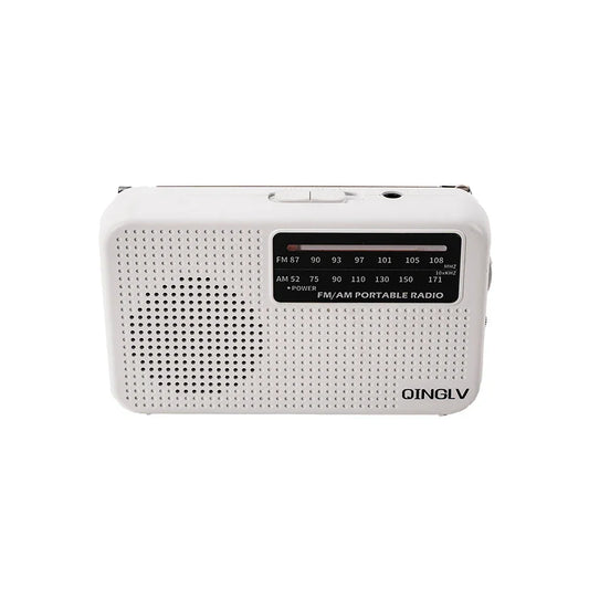 Mini FM/AM Two-Band Radio — 1W Loud Speaker with 3.5mm Headphone Jack & 180° High-Performance Antenna for Home Use