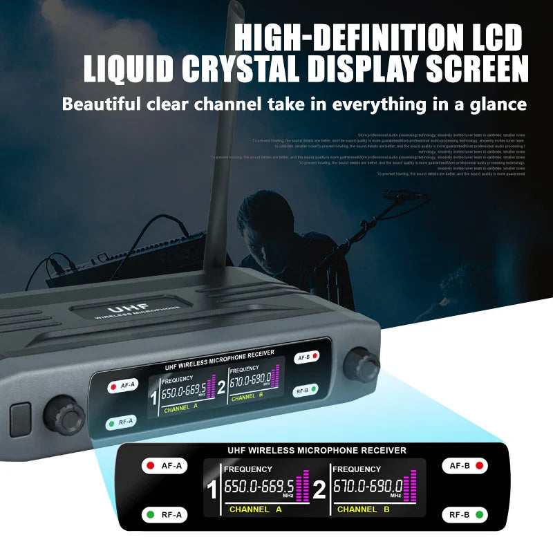 Wireless Handheld Microphone – Dual Channel UHF Dynamic Mic for Karaoke, Wedding, Party & Church Shows
