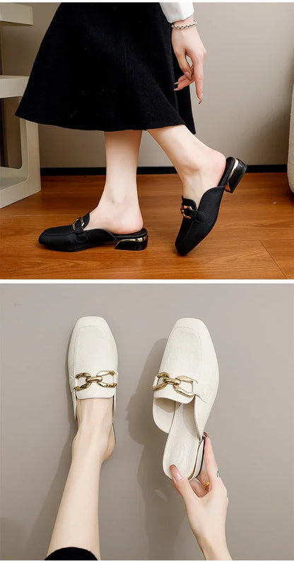 2024 Spring Summer Women’s Straw Mules – Bowknot Round Toe Fisherman Slippers