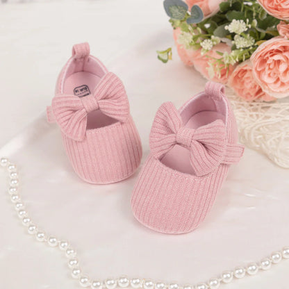 Meckior Baby Girl Shoes — Spring & Autumn Cotton Sole Moccasins with Bow, Anti-Slip First Walkers for Newborns & Toddlers