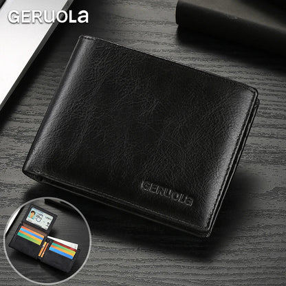 Bestseller 2526 Short Style Genuine Top-Grain Cowhide Leather Wallet with RFID Blocking & Multiple Card Slots – Compact Men’s Wallet Card Holder