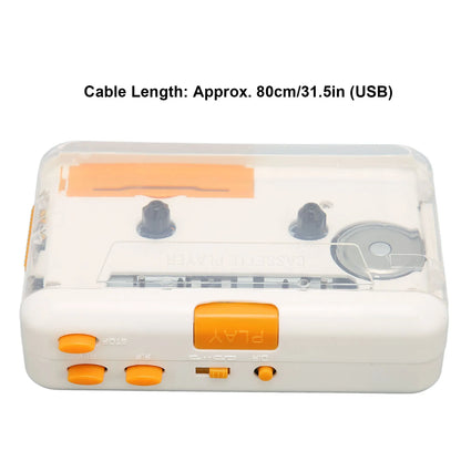 USB Cassette Converter – Portable MP3 Music Tape Player with Earphones, Plug & Play for iPod & PC