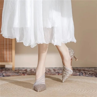Women’s Velvet Leather Sandals - Comfortable Low-Heel Suede Casual Shoes