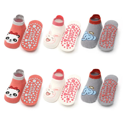 6-Pair Kids Cartoon Animal Socks - Cute Breathable Cotton Non-Slip Floor Socks for Babies & Toddlers