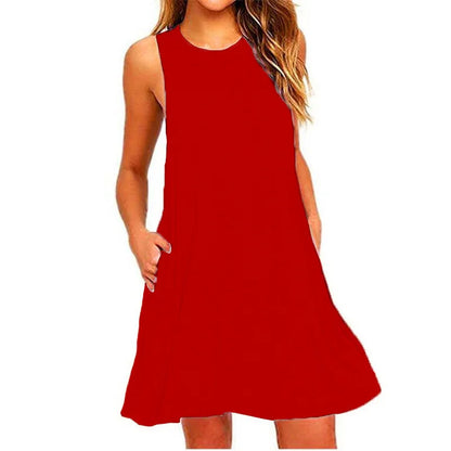 Women's Summer Casual Swing T-Shirt Dress – Beach Cover-Up with Pockets, Plus Size Loose Fit Tee Dress