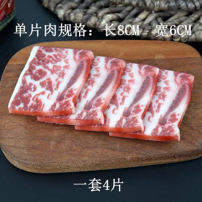 Realistic Faux Meat Models - 5-Piece Beef, Pork & Lamb Steak Display Set for Restaurant Decor