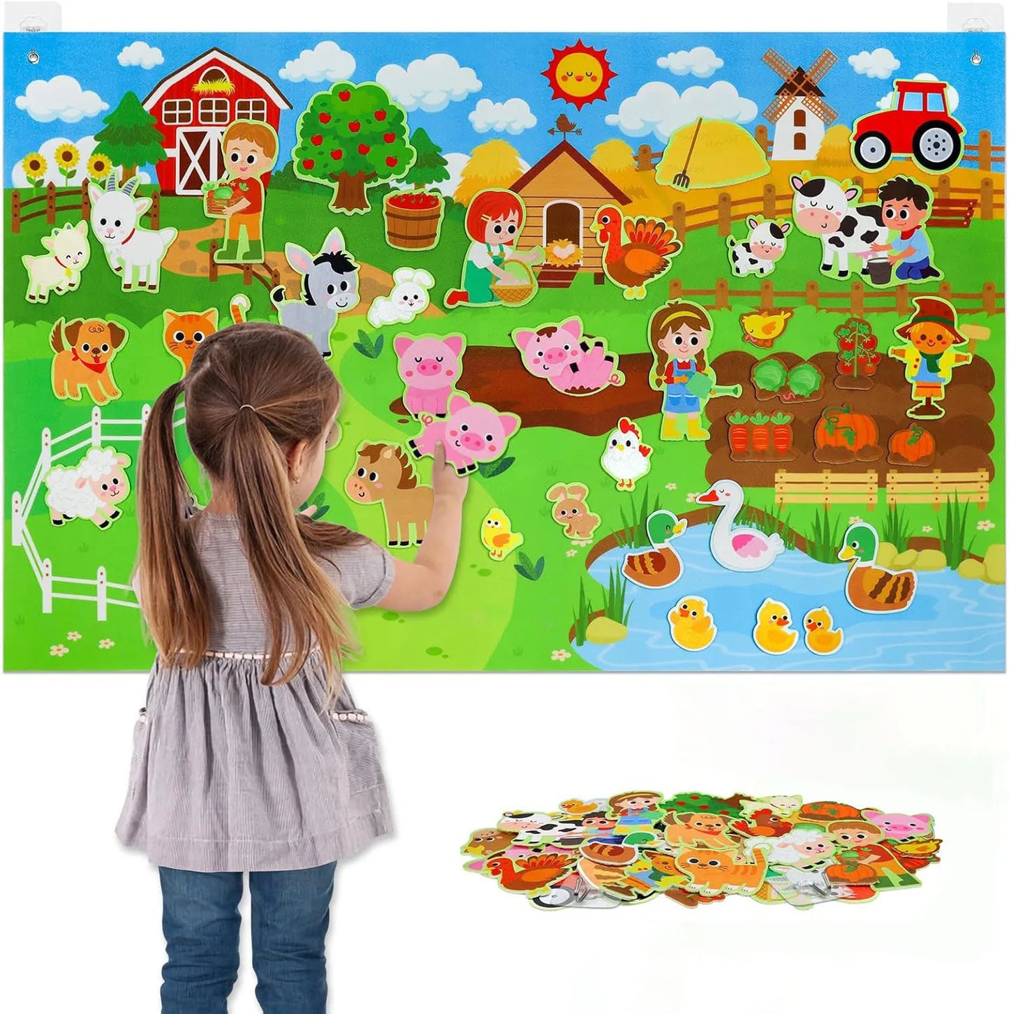 Farm Animals Felt Story Board Set – Interactive Early Learning Wall Puzzle Toys for Toddlers