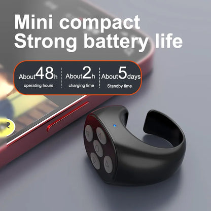 Wireless Bluetooth Selfie Remote Control Ring for Mobile Phones - Convenient Tiktok and Artifac Tool - Compatible with Xiaomi and Apple