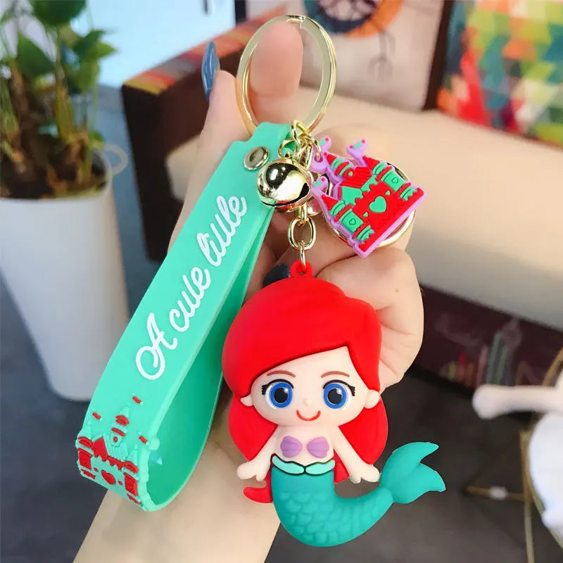 Anime Disney Cartoon Keychain – Gummed Girl, Mermaid & Princess Keyring, Cute Snow White & Alice Toy Gift
