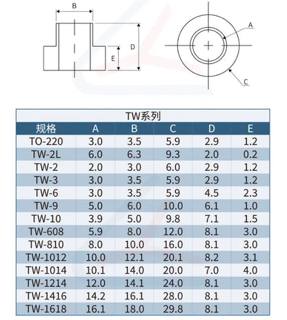 M2-M16 Nylon Step T-Type Washers — Plastic Insulated Crystal Gaskets for M2, M3, M4, M5, M6, M8, M10, M12, M14, M16