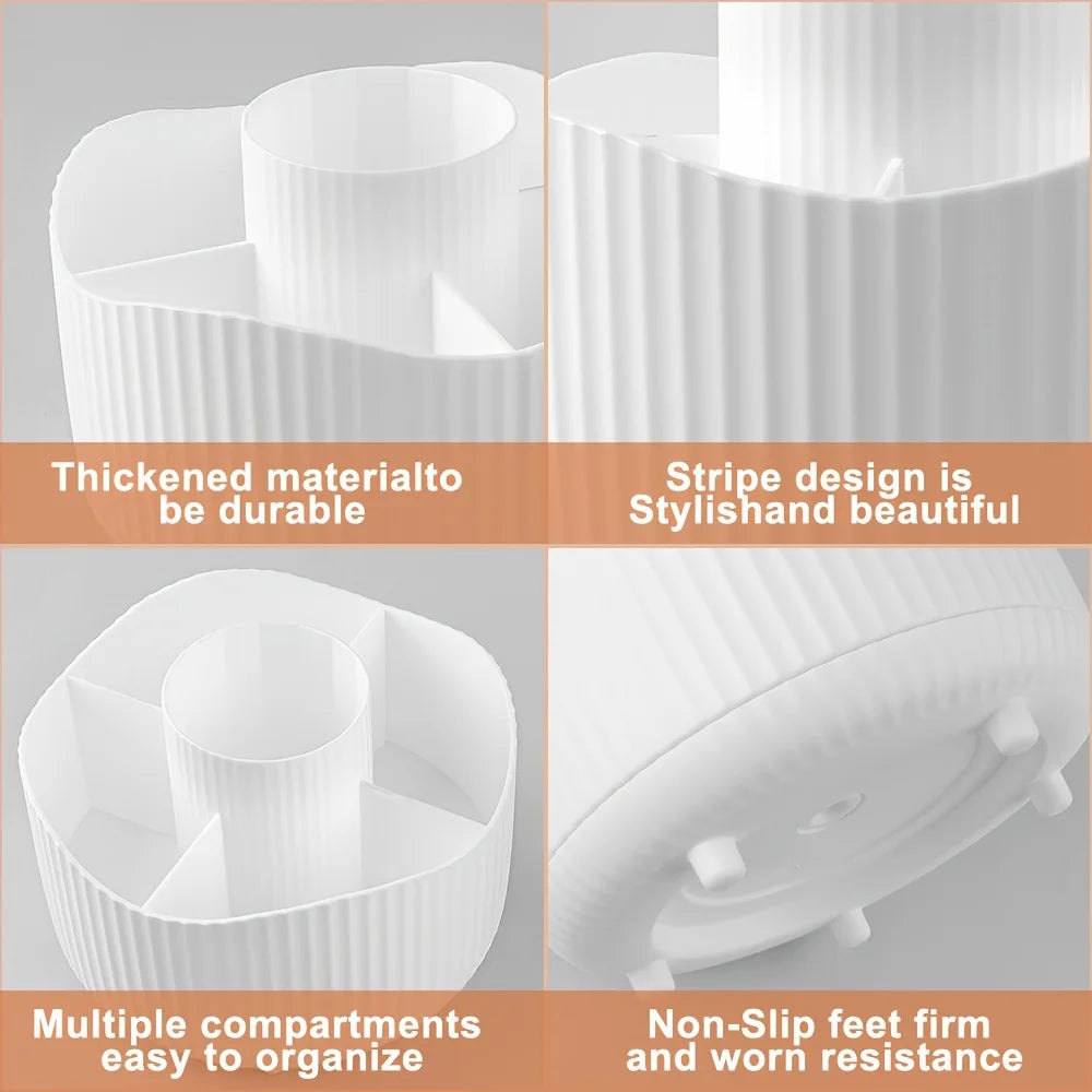360° Rotating Makeup Brush Holder - 5 Slot Cosmetic Organizer for Brushes, Skincare & Vanity Storage