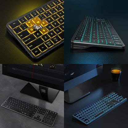 Multi-Device Rechargeable Bluetooth Backlit Wireless Keyboard for Laptop, Tablet & iPad