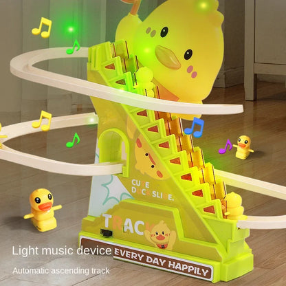 Stair-Climbing Duck Roller Coaster Toy – Flashing Lights & Music Interactive Parent-Child Toy