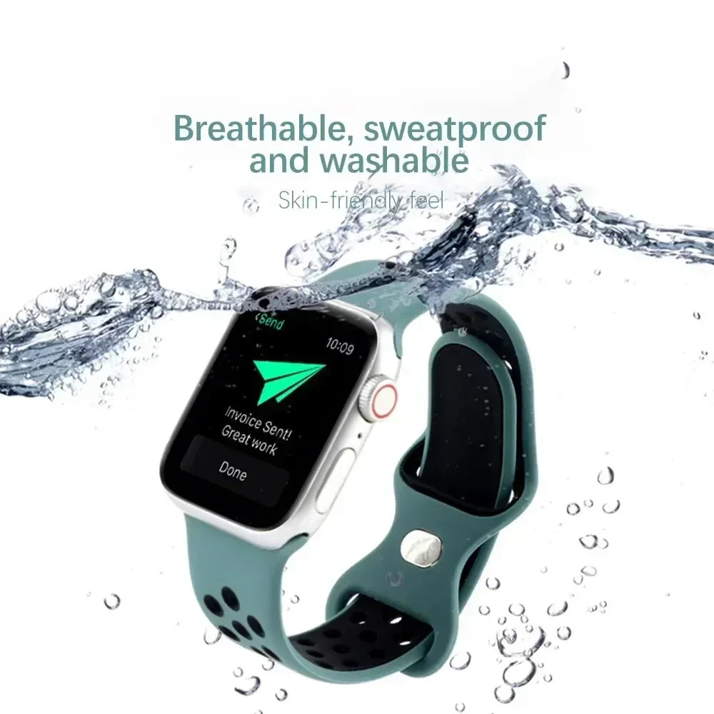 Silicone Strap for Apple Watch - Sports Bracelet for 38mm, 40mm, 41mm, 42mm, 44mm, 45mm, and Ultra 49mm, Compatible with iWatch 8, SE, 7, 6, 5