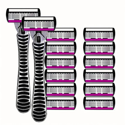 3/6/12PCS Men’s Safety Razor Blades - 6-Layer German Stainless Steel Shaving Cartridges Compatible with Mach Razors