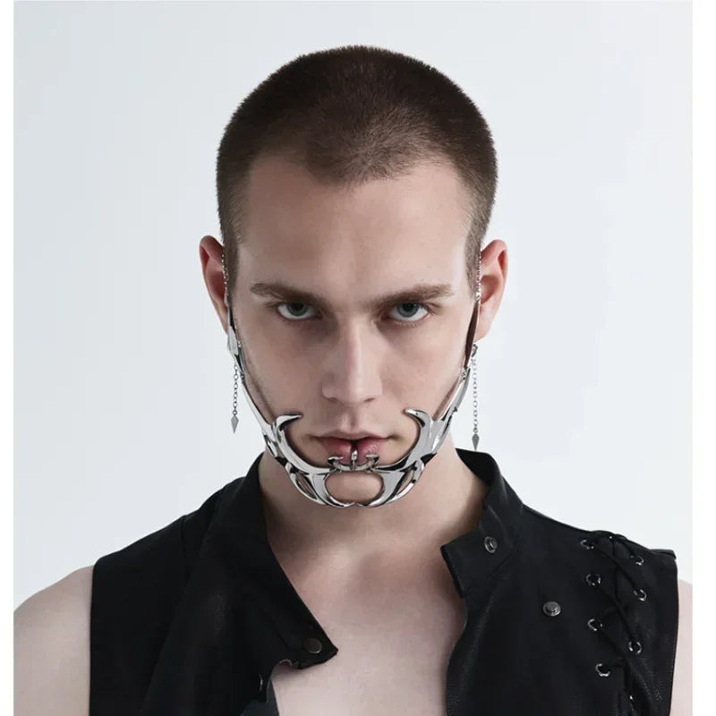 Fashion Gothic Cyberpunk Mask – Irregular Liquid Silver Hollow Jewelry, Individuality Accessory for Men & Women Party