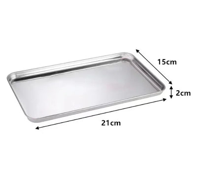 Stainless Steel Rectangle Serving Tray – Buffet Food Plate & Storage Organizer for Home, Rice, Noodles & Kitchen Use