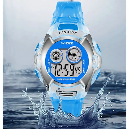 SYNOKE Student Electronic Watch - Waterproof Sports Watch for Children, Glow Multi-Function Digital Watch with 7 Colors Light, Perfect Gift