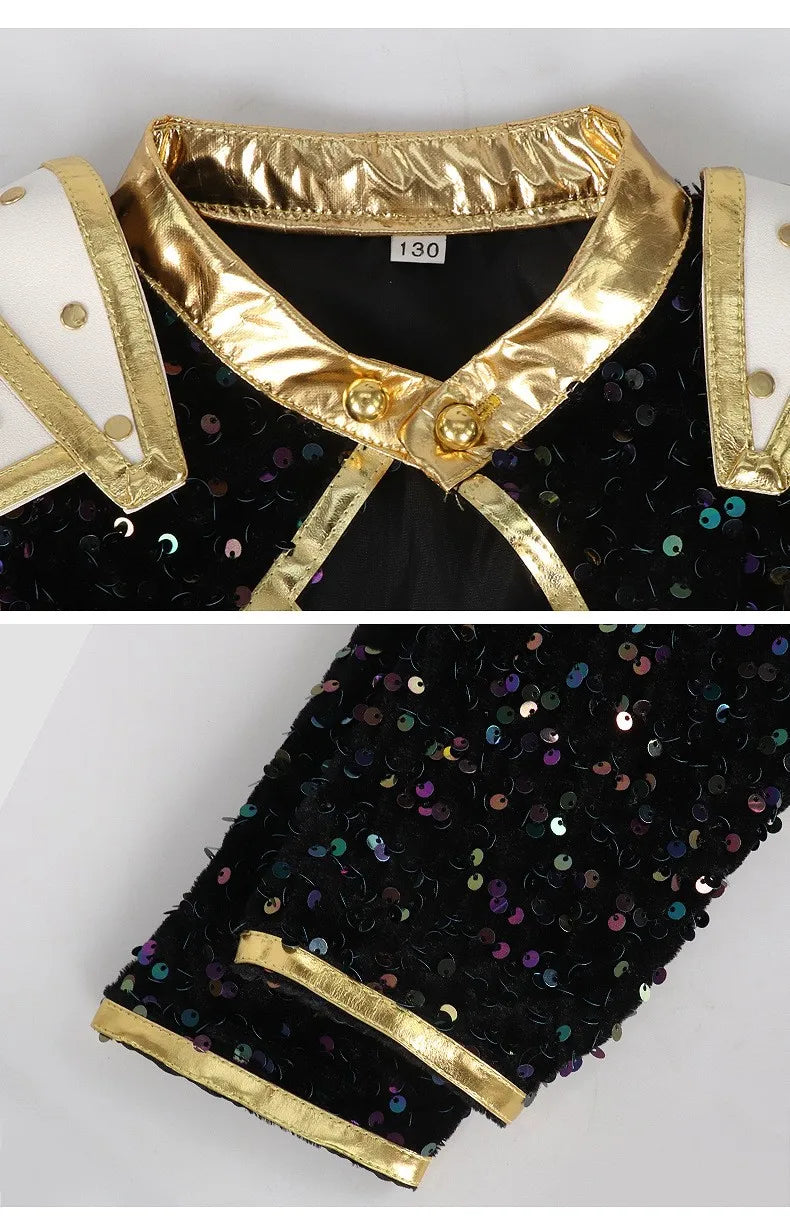 Kids Cosplay Costume – Black & Gold Idol Role-Playing Outfit for Girls