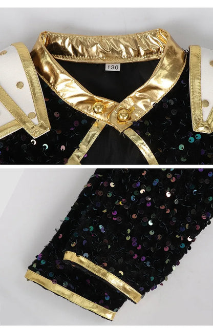 Kids Cosplay Costume – Black & Gold Idol Role-Playing Outfit for Girls