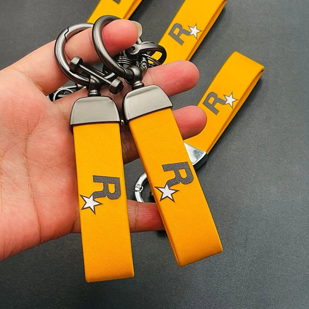 Durable Yellow Multi-Pendant Key Holder Strap – Nylon Webbing Game Keychain, Key Ring & Keyfob