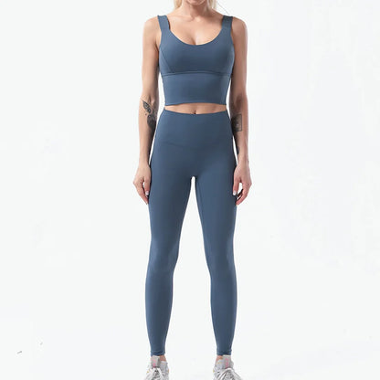 Naked-Feel Women’s Yoga Set – High Waist Leggings & Sports Bra Fitness Suit for Gym, Outdoor & Activewear