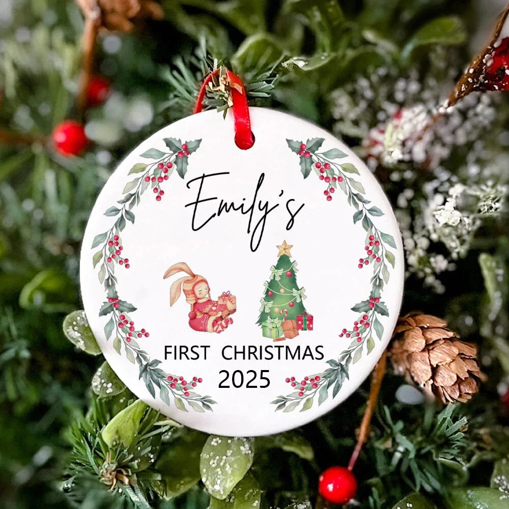 Personalized Baby First Christmas Ornament – Custom Ceramic Keepsake Photo Prop Gift for Infants
