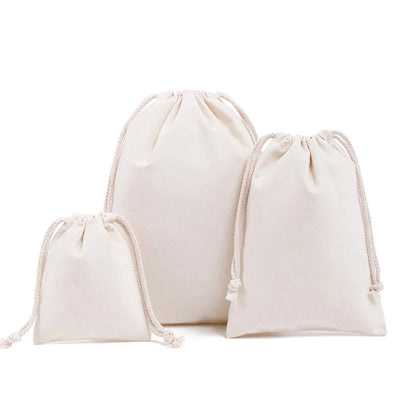 Eco-Friendly Cotton Drawstring Bag - Foldable Grocery Tote, Canvas Shopping Shoulder Bag, Portable Handbags for Storage