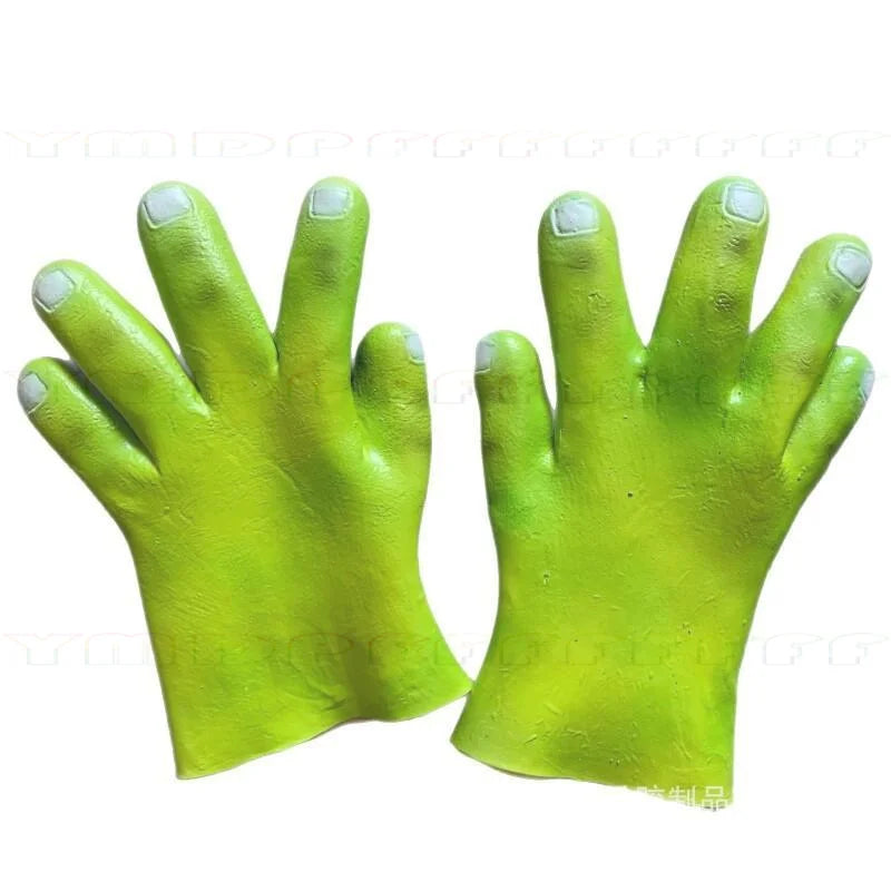 Shrek Green Monster Costume Set - Latex Mask, Headset & Gloves for Halloween Parties & Cosplay
