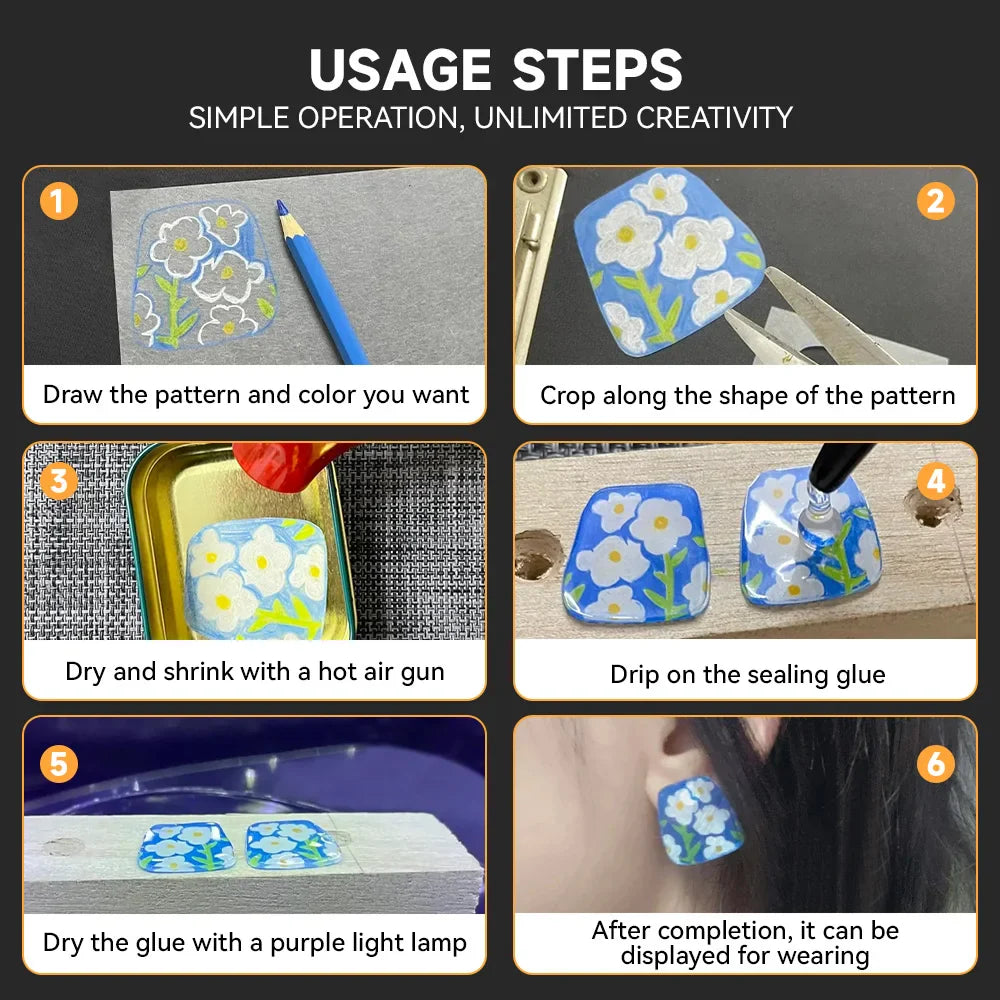 Heat Shrink Plastic Sheets Set – DIY Shrinky Art Film for Keychains, Ornaments & Scrapbooking Crafts