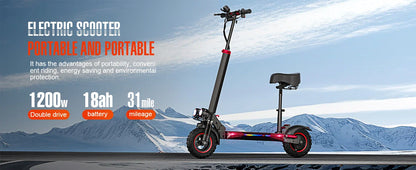 J11MAX Foldable Electric Scooter for Adults — 48V 1200W, 18Ah, 11" Off-Road Tires, Waterproof Smart E-Scooter
