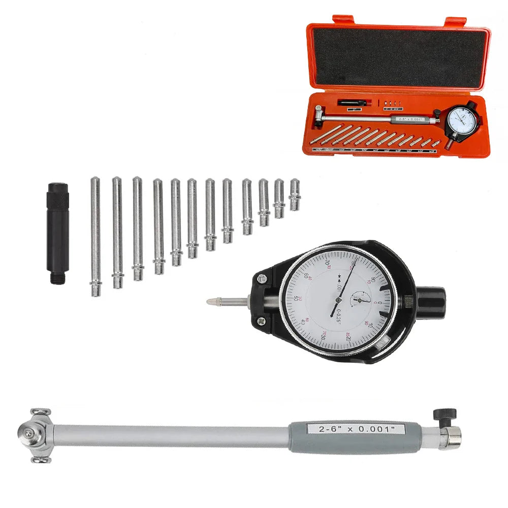 2" - 6" Dial Bore Indicator Gauge | 0.001" Deep Engine Hole Measurement, 50-160mm, 0.01mm Precision