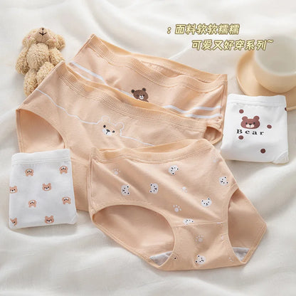 5-Piece Cotton Panties Set – Strawberry Bear Cartoon Girls’ Briefs, Sexy Women’s Underwear & Lingerie