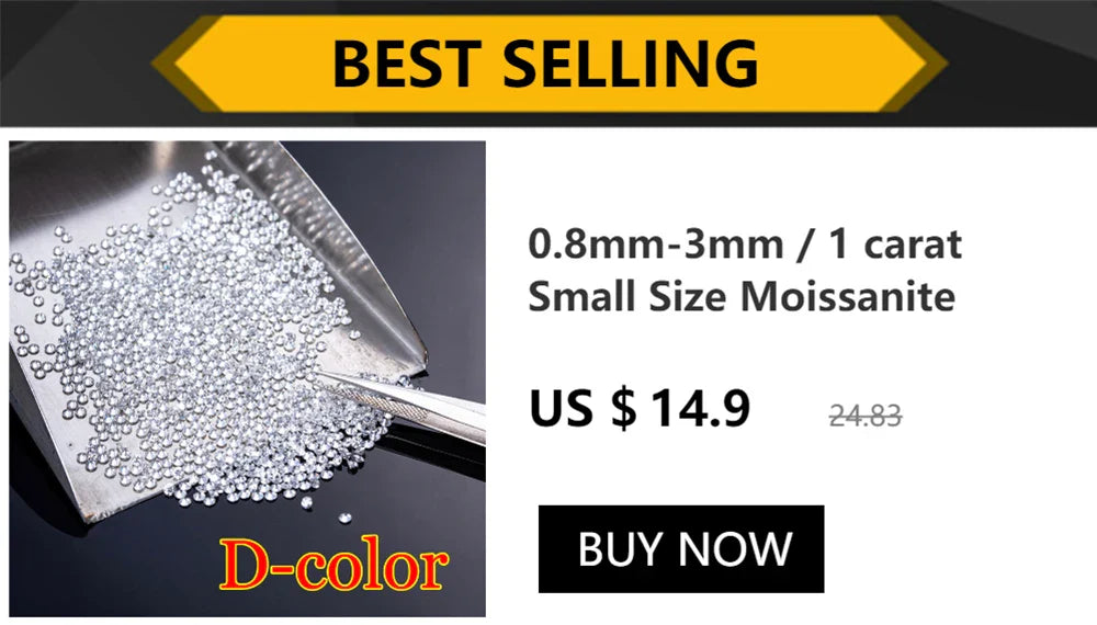 1CT Lab-Grown Moissanite Diamonds – D Color VVS1 Loose Gemstones, Full Size 0.7mm-20mm