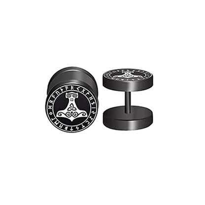 2pcs 18G Stainless Steel Viking Rune Stud Earrings – For Men & Women, Cartilage Tragus Helix Piercing Jewelry