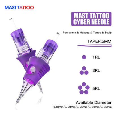 Professional Mast Tattoo Cyber Needles – RL Disposable Sterilized Tattoo & Makeup Cartridges, 20PCS/Box