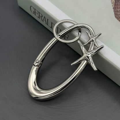 Y2K Punk Star Oval Carabiner Keychain – Axe-Shaped Mountaineering Key Ring Gothic Backpack Accessory