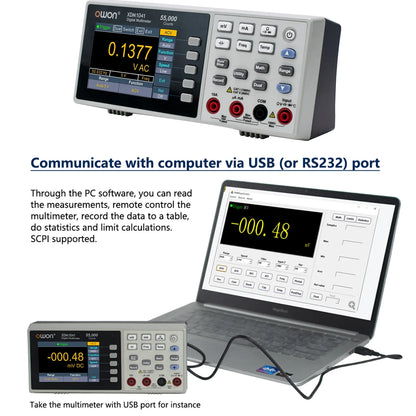 OWON XDM1041/XDM1241 Bench Digital Multimeter – 55000 Counts True RMS Voltmeter with 3.5'' LCD & Temperature Measurement