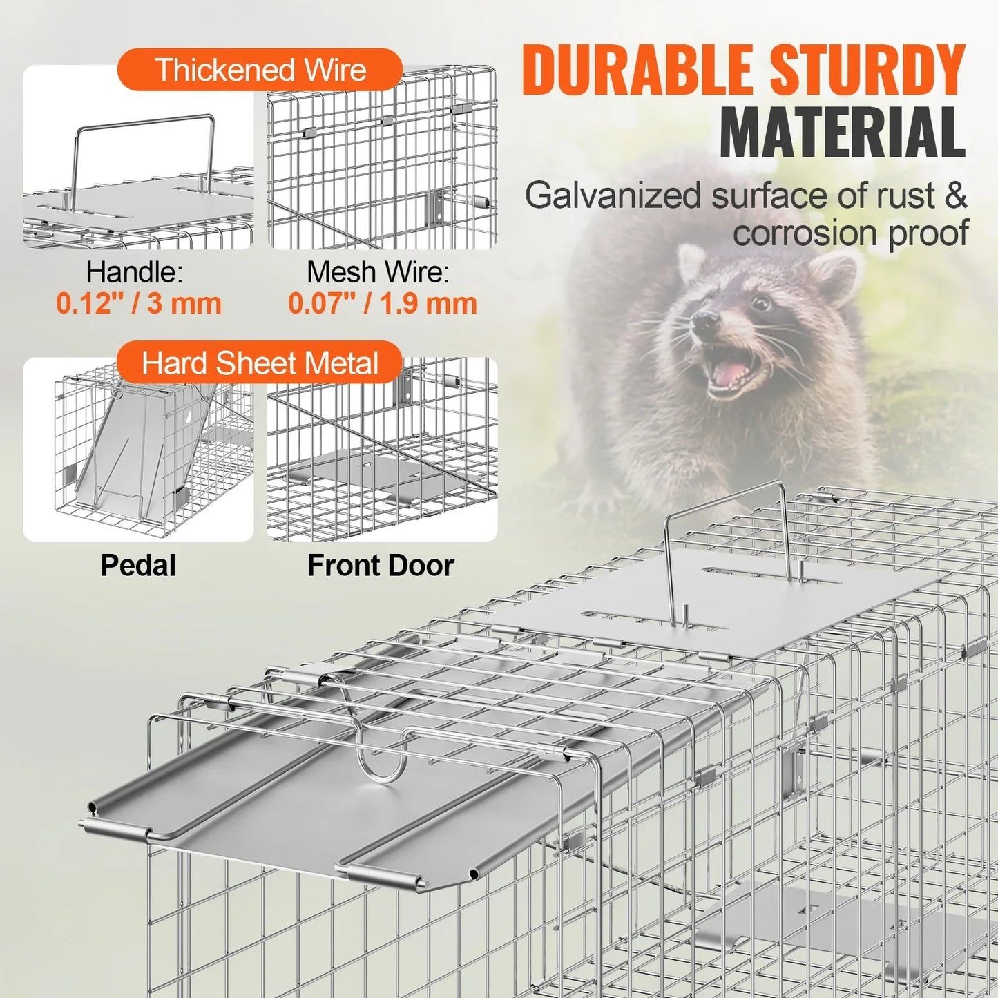SucceBuy Humane Live Animal Cage Trap – Folding Handle for Cats, Rabbits & Rodents