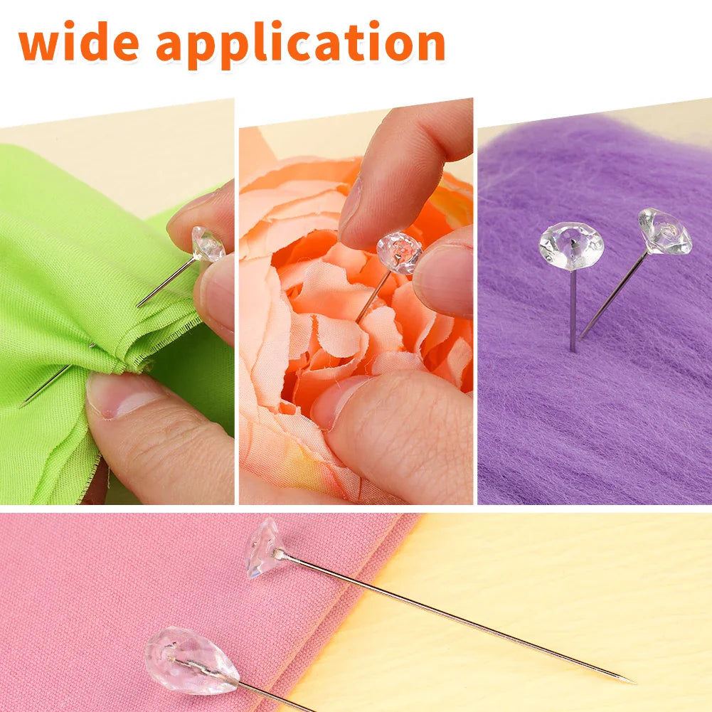 KRABALL 100pcs Diamond Bouquet Pins – Crystal Rhinestone Floral Corsage Pins for Wedding Bouquets & Bridal Decorations